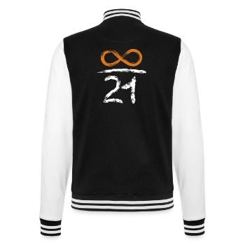 21 Millionen Bitcoins - Wert steigt unendlich - College-Sweatjacke - Schwarz/Weiß - Hinten - Marisol (170cm)