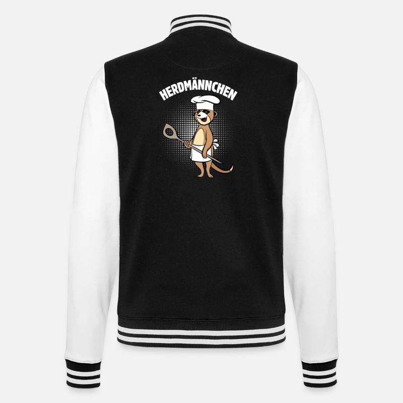 Herdmännchen - Erdmännchen mit Kochlöffel - College-Sweatjacke - Schwarz/Weiß