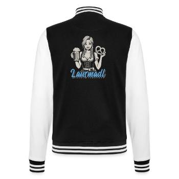 Lausmadl - Madl im Dirndl - Bier und Bretzel - College-Sweatjacke - Schwarz/Weiß - Hinten - Marisol (170cm)