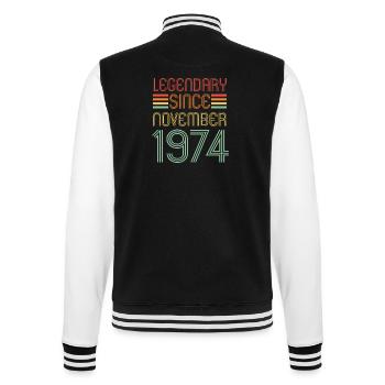 Legendary since November 1974, Retro, Birthday - College Sweat Jacket - black/white - Back - Marisol (170cm)