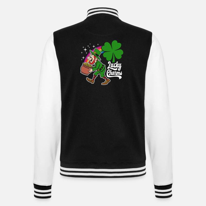 Porte-bonheur - Lutin - Saint-Patrick - Veste Teddy - noir/blanc