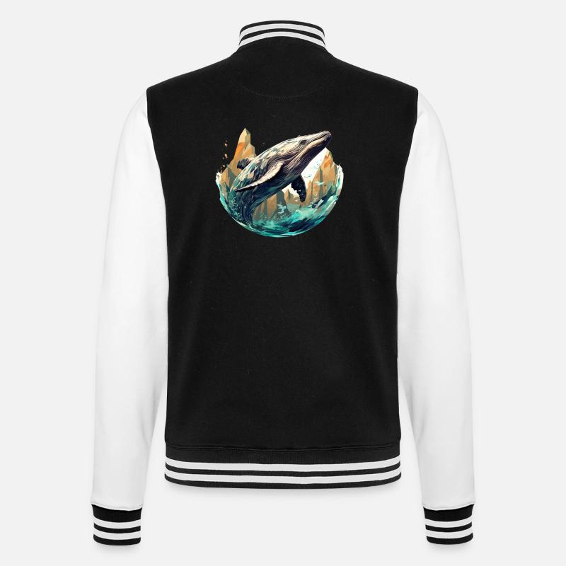 Wal - stylish, modern, abstrakt - Walkunst - College-Sweatjacke - Schwarz/Weiß