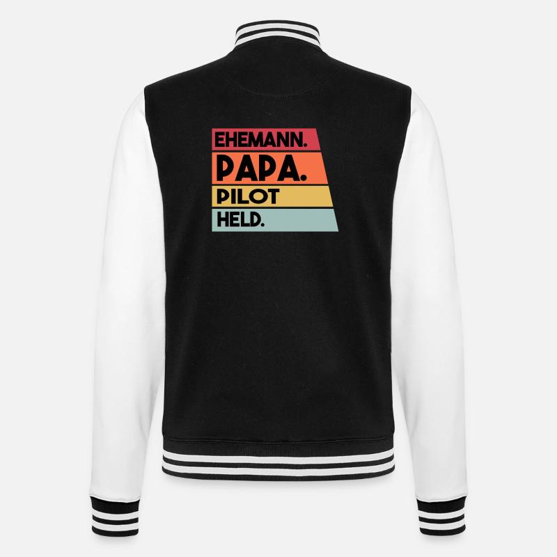 Ehemann Papa Pilot Held - College-Sweatjacke - Schwarz/Weiß