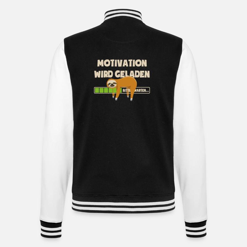 Faultier - Motivation wird geladen - bitte warten - College-Sweatjacke - Schwarz/Weiß