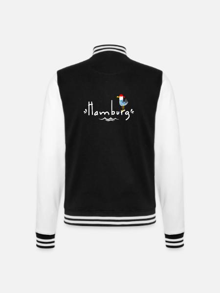 Hamburg Hamburger Möwe Nordsee Küste Cool Pirat - College-Sweatjacke - Schwarz/Weiß