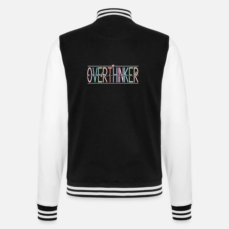 Overthinker - College-Sweatjacke - Schwarz/Weiß