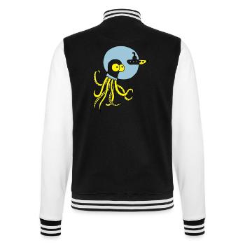 octopus meets submarine, sea, diving, boat - College Sweat Jacket - black/white - Back - Marisol (170cm)