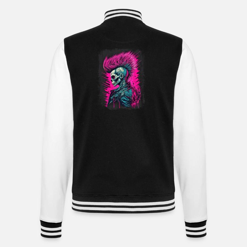 Synthwave Zombie Skull - College Sweat Jacket - black/white