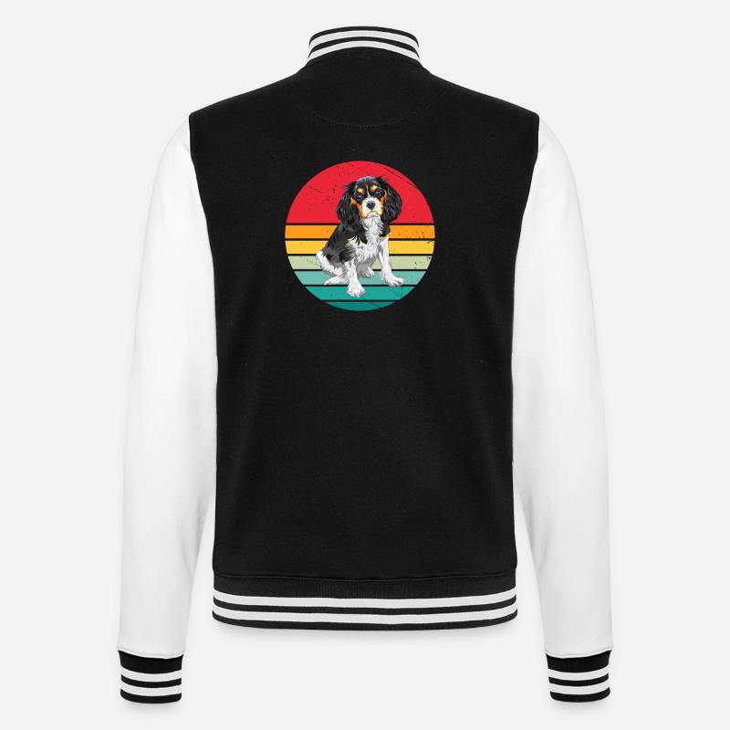 Cavalier King Charles Retro Chien - Veste Teddy - noir/blanc