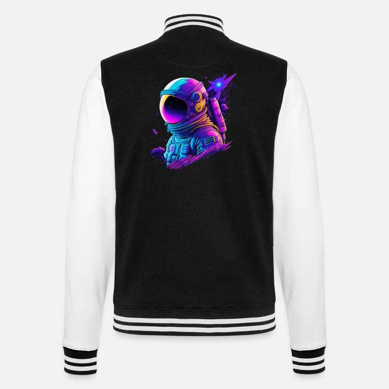 Synthwave Astronaute Space Explorer - Veste Teddy - noir/blanc