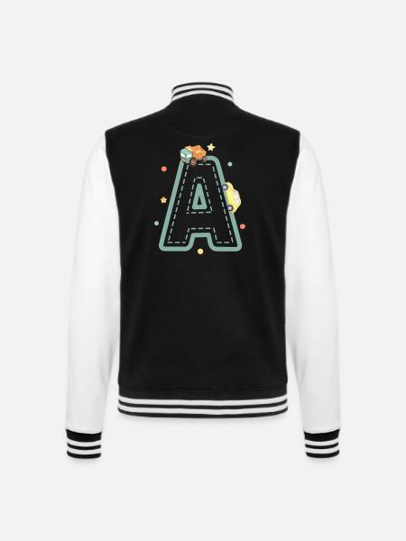 Brief an das Fahrzeug - personalisiertes Kindergeschenk - College-Sweatjacke - Schwarz/Weiß