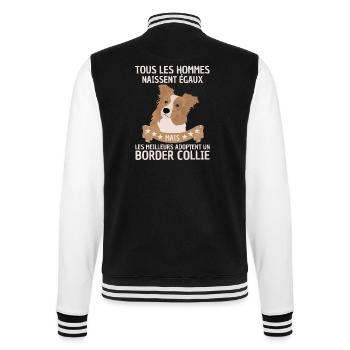les meilleurs hommes adoptent un border collie 1 - Veste Teddy - noir/blanc - Dos - Marisol (170cm)