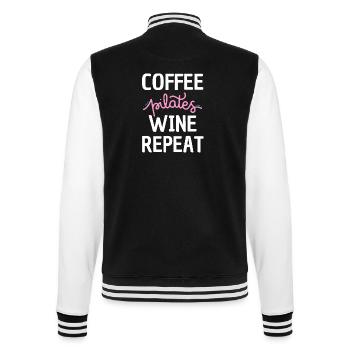 Coffee Pilates wine Repeat - College Sweat Jacket - black/white - Back - Marisol (170cm)