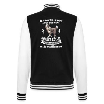 Humour border collie chien mignon 1 - Veste Teddy - noir/blanc - Dos - Marisol (170cm)