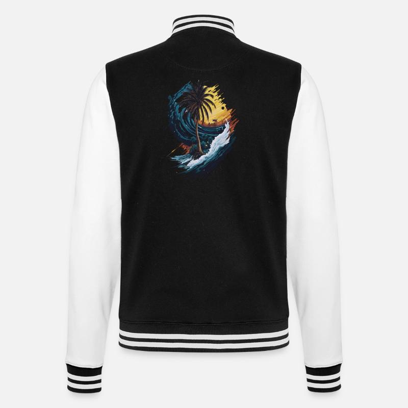 Palmier vague été - Veste Teddy - noir/blanc
