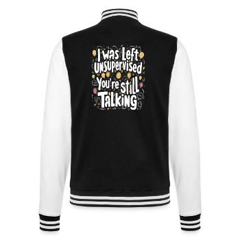 I Was Left Unsupervised - College Sweat Jacket - black/white - Back - Marisol (170cm)