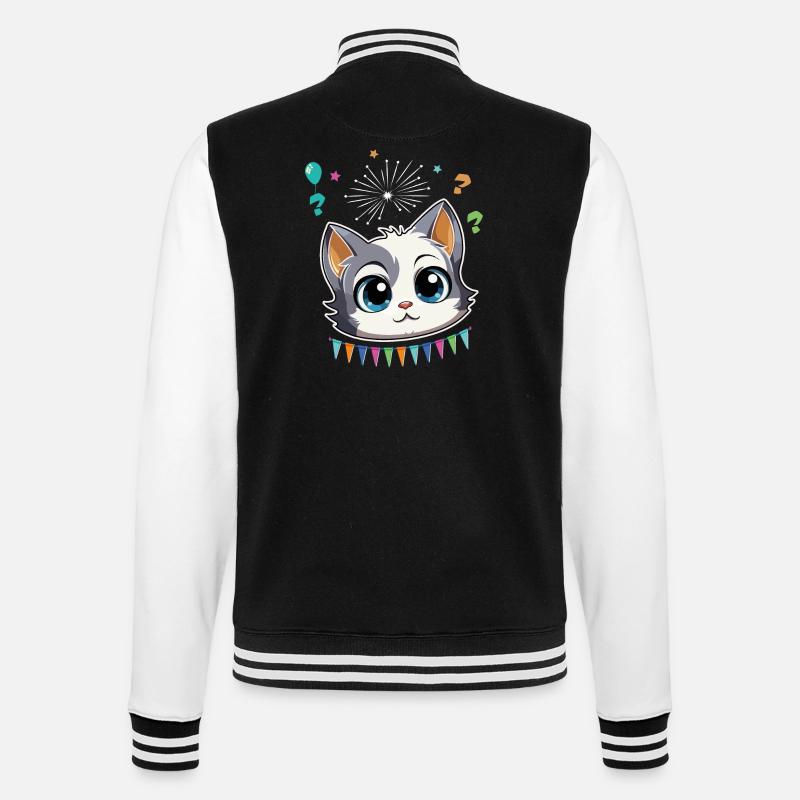 Conception de célébration de fête d’anniversaire - Chat mignon - Veste Teddy - noir/blanc
