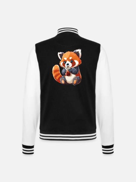 Roter Panda Kleiner Panda Bubble Tea Boba Tea - College-Sweatjacke - Schwarz/Weiß