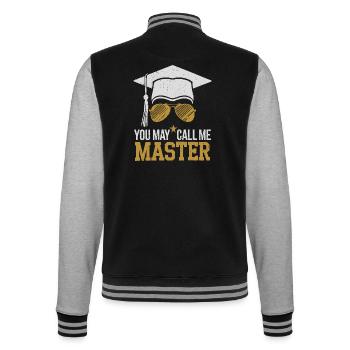 Witziges Design für den Masterabschluss - College-Sweatjacke - Schwarz/Grau meliert - Hinten - Marisol (170cm)