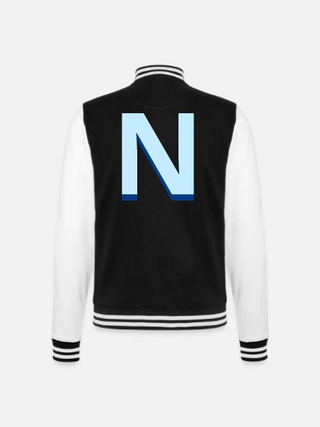 Pop und moderner blauer Buchstabe n - College-Sweatjacke - Schwarz/Weiß