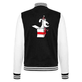 Chien Anniversaire Cadeau Fête Chapeau Célébrer Crapaud - Veste Teddy - noir/blanc - Dos - Marisol (170cm)