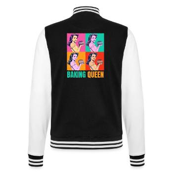 Baking Cake Baking Queen Baking Fairy Baker Pop Art - College Sweat Jacket - black/white - Back - Marisol (170cm)