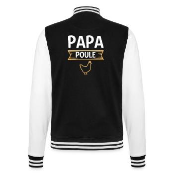 Papa poule humour fte des pres - Veste Teddy - noir/blanc - Dos - Marisol (170cm)