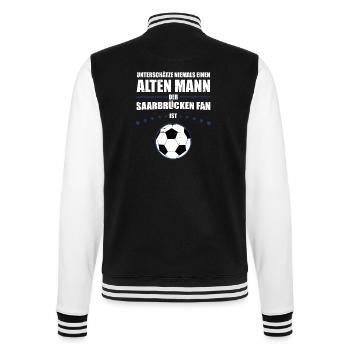 Alter Mann - Saarbrücken Fan | Retro Vintage - College-Sweatjacke - Schwarz/Weiß - Hinten - Marisol (170cm)