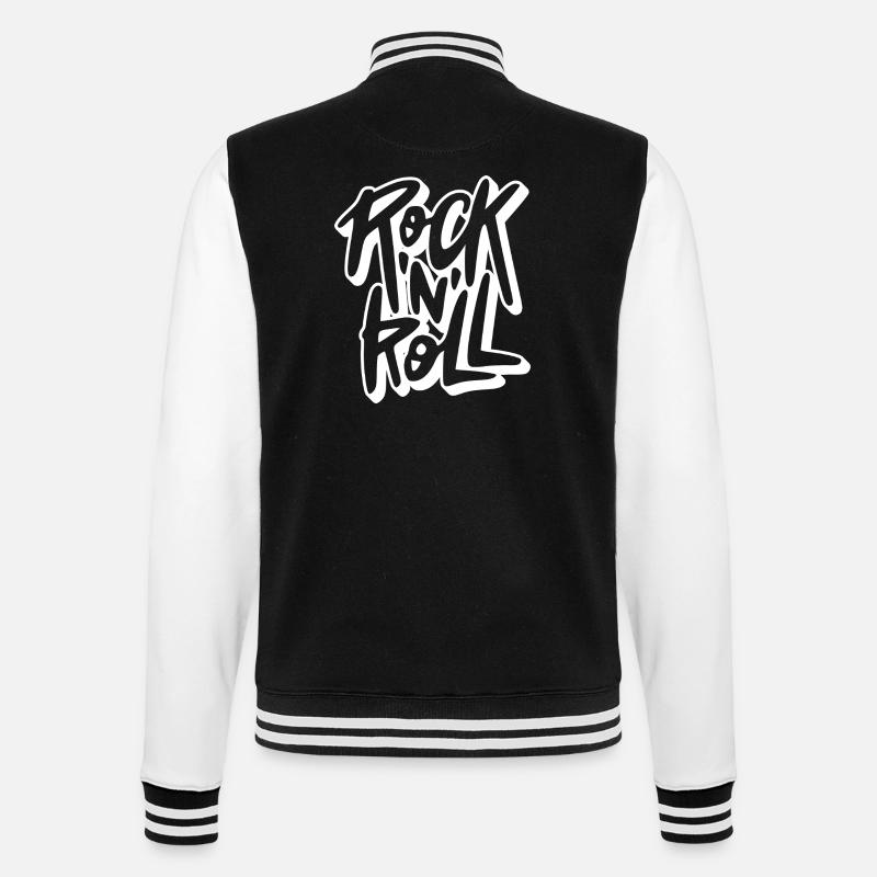 Rock 'n' Roll Graffiti-Text - College-Sweatjacke - Schwarz/Weiß