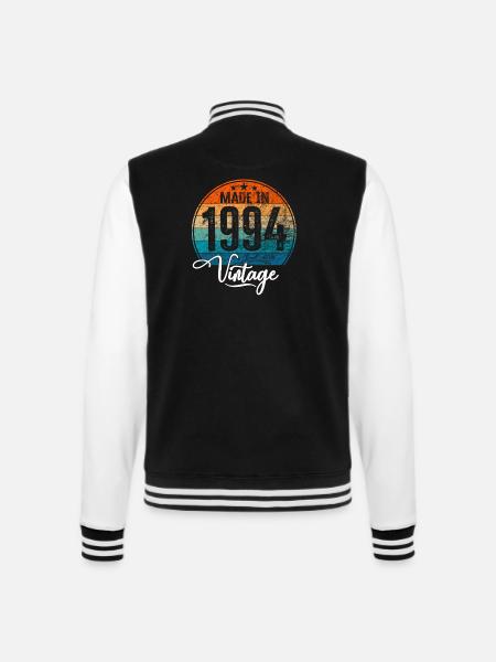Vintage Made in 1994 Geburtsjahr 1994 Geburtstag - College-Sweatjacke - Schwarz/Weiß
