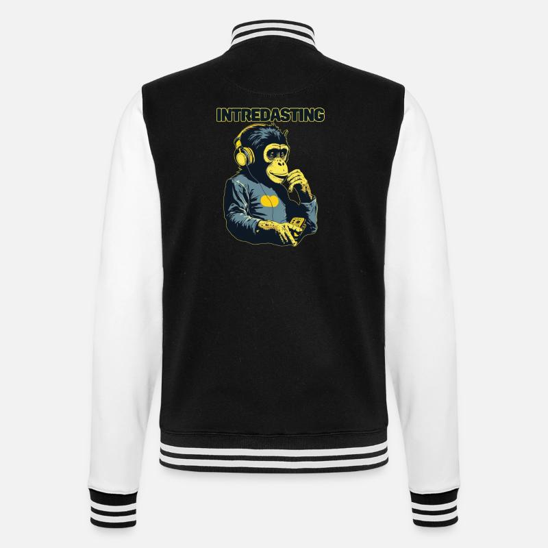 Intredasting Beats - Interesting Monkey Ape - College Sweat Jacket - black/white