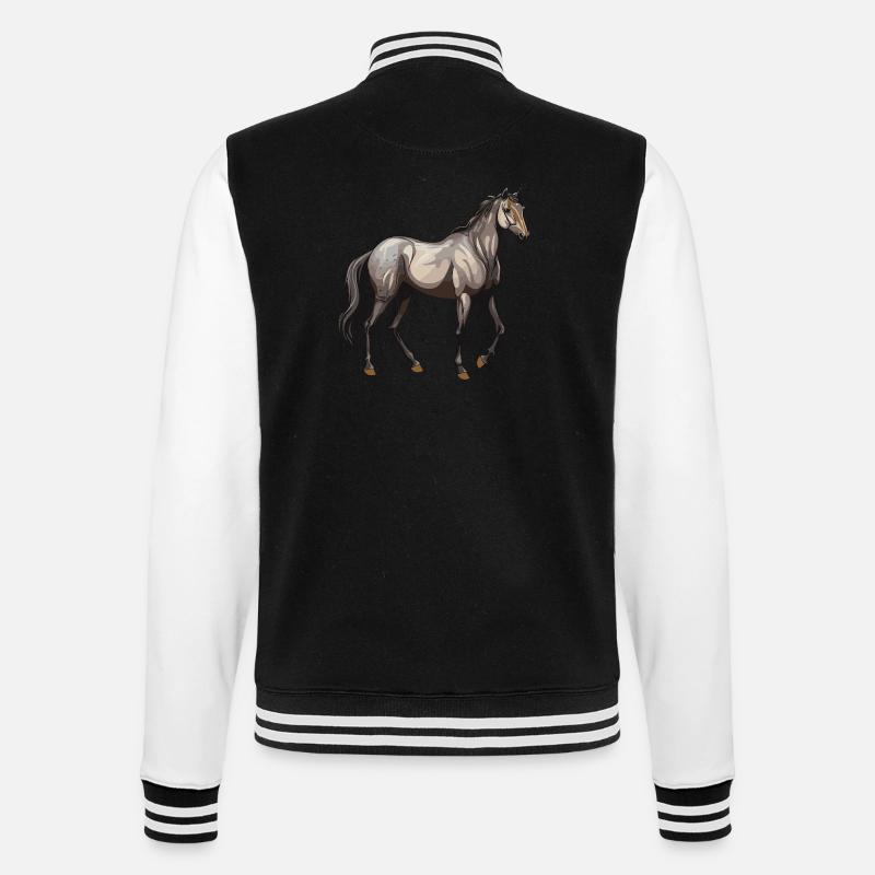 Pferd Tier - College-Sweatjacke - Schwarz/Weiß