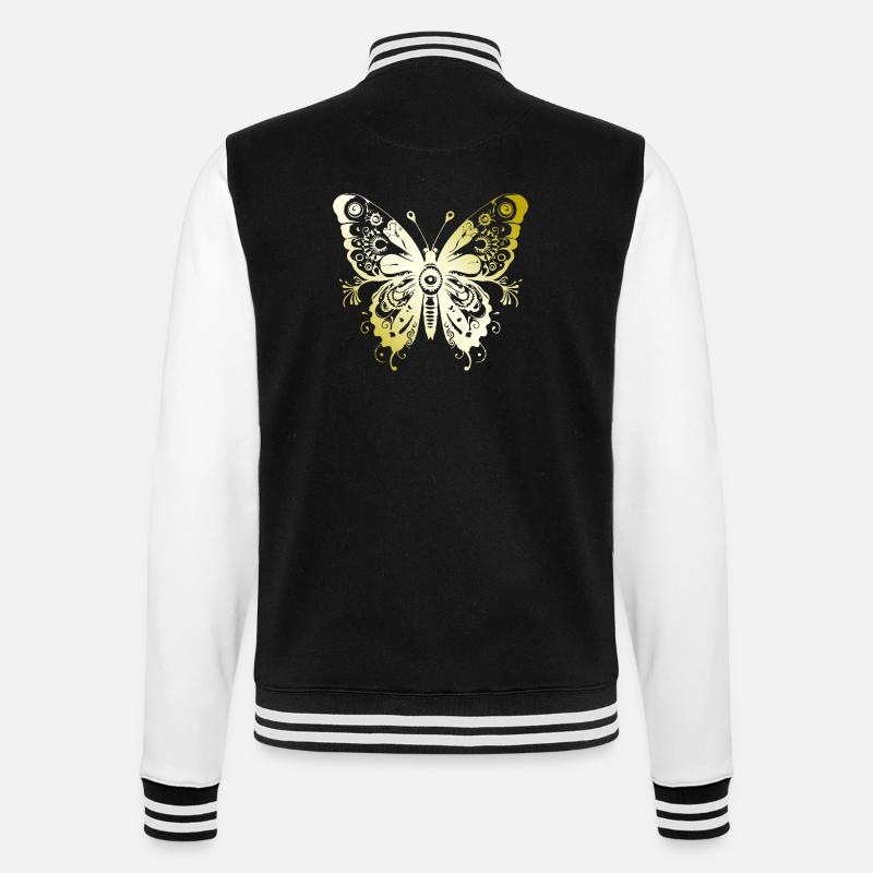 Papillon Mandala or - Veste Teddy - noir/blanc