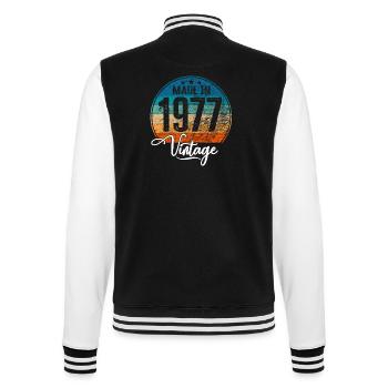 Vintage Made in 1977 Year of birth 1977 Birthday - College Sweat Jacket - black/white - Back - Marisol (170cm)
