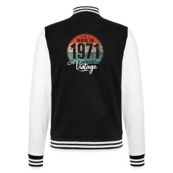 Vintage Made in 1971 Year of birth 1971 Birthday - College Sweat Jacket - black/white - Back - Marisol (170cm)