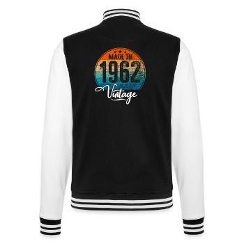 Vintage Made in 1962 Geburtsjahr 1962 Geburtstag - College-Sweatjacke - Schwarz/Weiß - Hinten - Marisol (170cm)