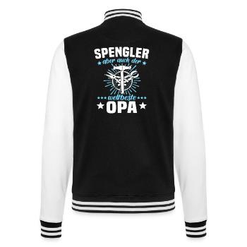 Spengler Opa Bauspengler Grossvater - College-Sweatjacke - Schwarz/Weiß - Hinten - Marisol (170cm)