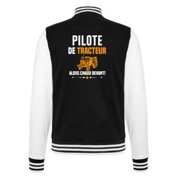 Pilote De Tracteur Cadeau Humour Agriculteur - Veste Teddy - noir/blanc - Dos - Marisol (170cm)
