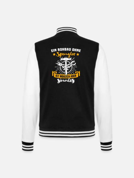 Spengler Bauspengler Spengeln Karrosseriespengler - College-Sweatjacke - Schwarz/Weiß