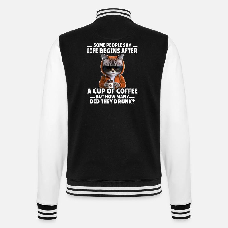 Coffee Cat Coffee Drinker - College Sweat Jacket - black/white