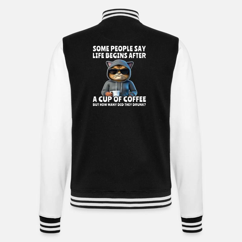 Coffee Cat Coffee Drinker - College Sweat Jacket - black/white