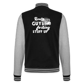 Gabelstapler Stapler Staplerfahrer - College-Sweatjacke - Schwarz/Grau meliert - Hinten - Marisol (170cm)