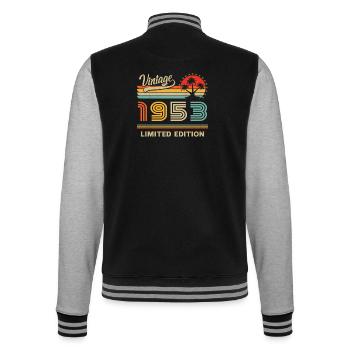 Vintage 1953 Limitierte Auflage - College-Sweatjacke - Schwarz/Grau meliert - Hinten - Marisol (170cm)