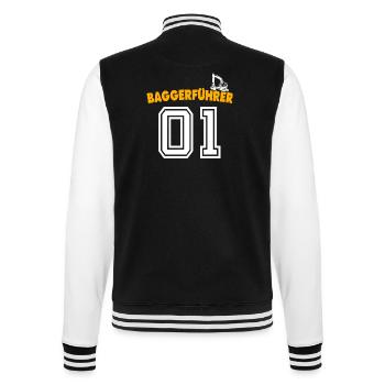 Baggerführer Bagger Baggerfahrer - College-Sweatjacke - Schwarz/Weiß - Hinten - Marisol (170cm)