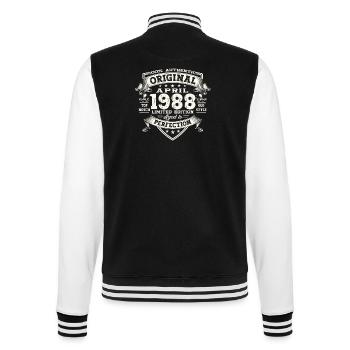 35. Geburtstag Mann April Jahrgang 1988 Original - College-Sweatjacke - Schwarz/Weiß - Hinten - Marisol (170cm)