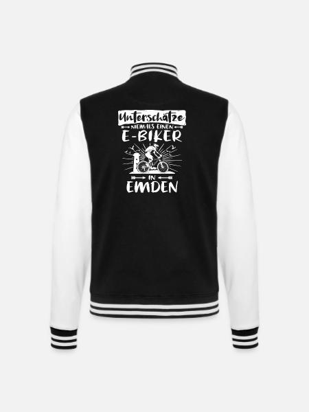 Emden Ebike Emdener Ebiker - College-Sweatjacke - Schwarz/Weiß