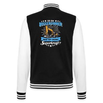 Baggerführer Bagger Baggerfahrer - College-Sweatjacke - Schwarz/Weiß - Hinten - Marisol (170cm)