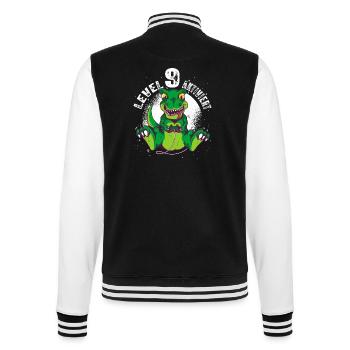 Level 9 Jahre alt, 9. Geburtstag Gamer Dino T-Rex - College-Sweatjacke - Schwarz/Weiß - Hinten - Marisol (170cm)
