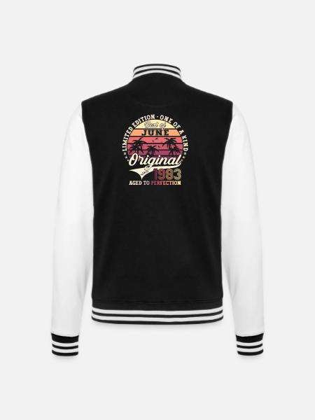 40. Geburtstag Mann Original Juni Jahrgang 1983 - College-Sweatjacke - Schwarz/Weiß
