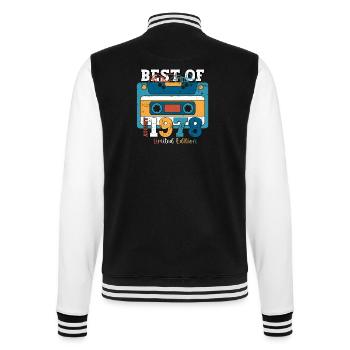 45. Geburtstag Mann August Jahrgang 1978 Kassette - College-Sweatjacke - Schwarz/Weiß - Hinten - Marisol (170cm)